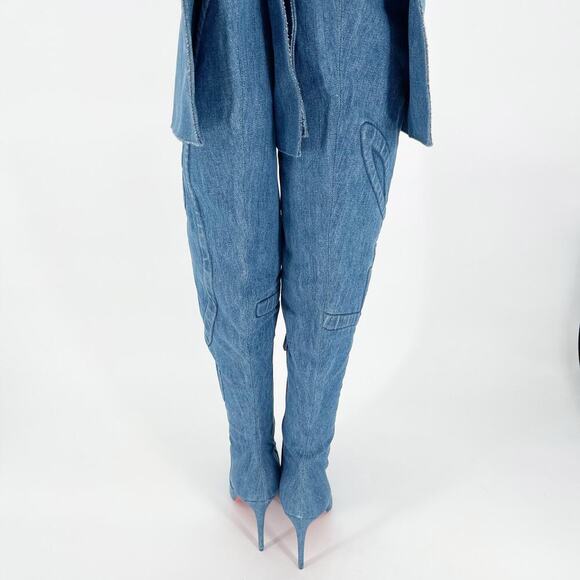 Christian Louboutin Denim Kate Botta Alta Loubijeans Over the Knee Boot EU 37.5 - Picture 10 of 16